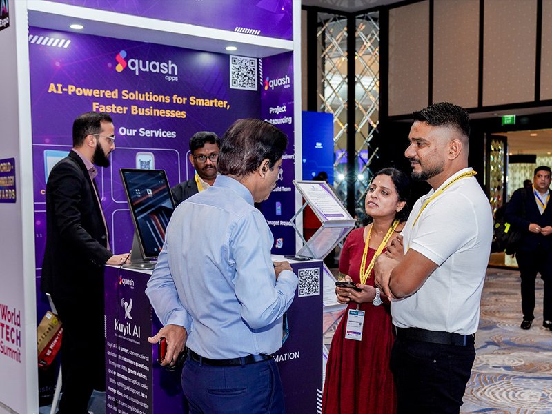 Exhibition floor with technology product demonstrations